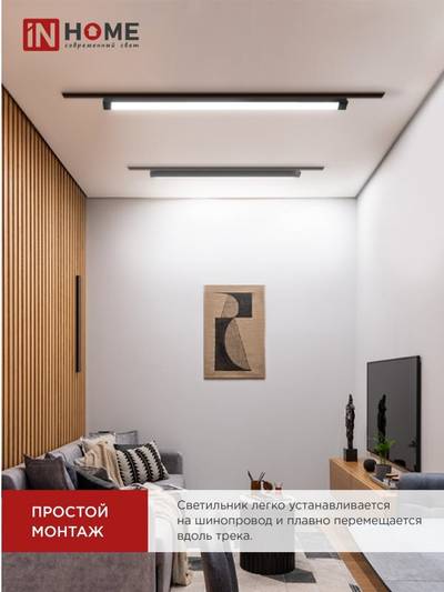 Светильник светодиодный трековый TOP-LINE LTR-01R-TL 50Вт 4000К IP40 5000лм 870мм 120град. линейный поворотн. черн. IN HOME 4690612045634