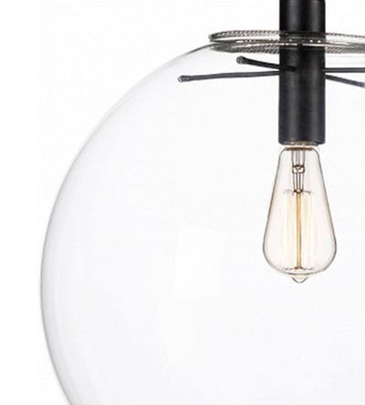 07562-35,21 Подвес Меркурий прозрачный ( с черными креплениями и проводом) d35 h200 E27 1*40W