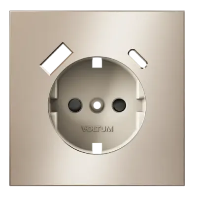 VLSM001010 Накладка для розетки с заземлением и защитными шторками, с USB A+C, S70 Metal (платина). (ТМ Maytoni)