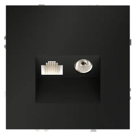 VLS060708 Розетка телевизионная встраиваемая VOLTUM S70 TV+RJ45 кат. 6, (черный матовый). (ТМ Maytoni)