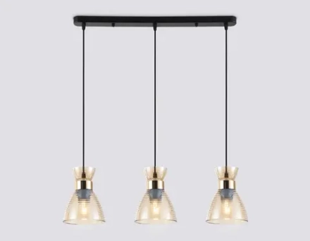 Светильник подвесной TR3404/3 BK/FGD/TI черный/золото/янтарь E27/3 max 60W 550*135*1000