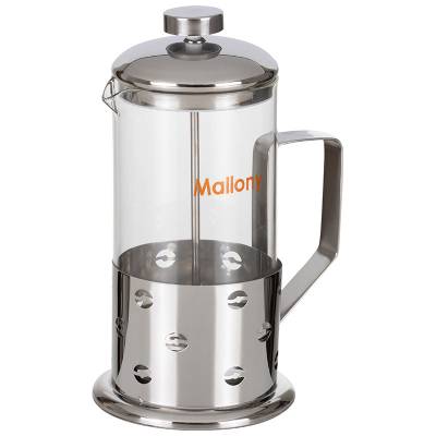Чайник/кофейник (кофе-пресс) Caffe, 600 мл, из жаропр стекла, в корпусе из нерж стали, B535-600ML