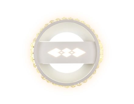Настенный светодиодный светильник с хрусталем FA221 WH белый LED 6400K+3000K 24W D200*40