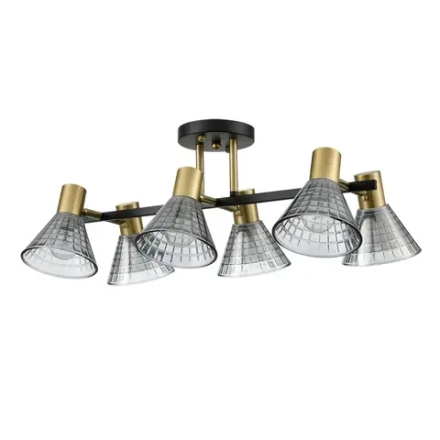 8044/6C MODERNI LN26 220 черный, латунь/дымчатый металл/стекло Люстра потолочная Е14 6*40W 220V ANRIYA