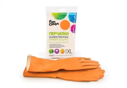 Перчатки хозяйственные Fun Clean универсальные оранжевые, XL