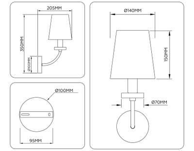 Светильник настенный LH75359 SB/WH бронза/белый E14 max 40W 140*205*350