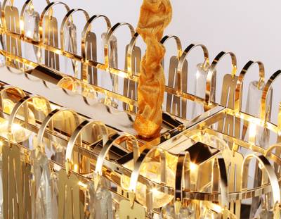 Подвесная люстра с хрусталем TR5260/10 SGD/CL золото/прозрачный E27*10 max 40W 800*300*270