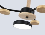Светильник светодиодный подвесной FL4857/3 BK/WD черный/дерево 54W 3000-6000K D660*170 (без ПДУ)