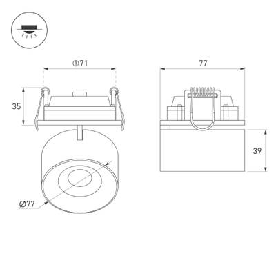 Светильник SP-PLURIO-BUILT-R77-9W Day4000 (WH-WH, 36 deg, 230V) (Arlight, IP20 Металл, 3 года)