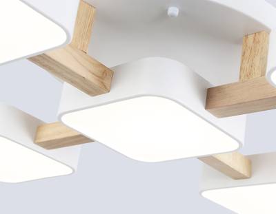 Светильник светодиодный подвесной FL4881/5 WH/WD белый/дерево 90W 3000-6000K 675*675*110 (без ПДУ)