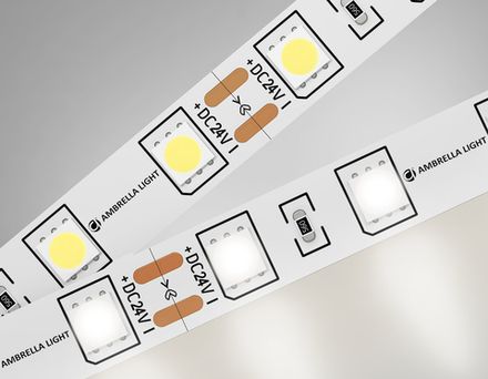 Светодиодная лента GS4002 5050 60Led/ 14.4W m/ 24V IP20 4500K 5m кратность резки 100mm (2 конт.)