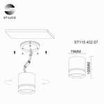 ST115.432.07 Светильник потолочный Черный LED 1*7W 3000K 490Lm Ra&gt;90 120° IP20 D79xH100 170-240V
