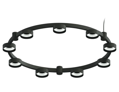 Корпус светильника Techno Ring подвесной для насадок Ø85мм C9242/9 SBK черный песок D740*70.5mm GX53/9