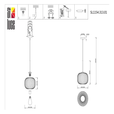 SL1154.313.01 Подвес ST-Luce Латунь/Коньячный E27 1*60W