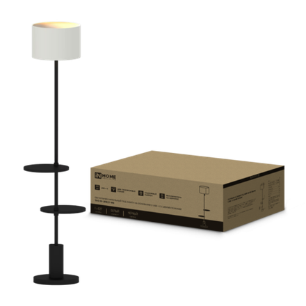 Светильник ТНО 09-2ПЕ27-WB USB-C напольн. под лампу две полки бел. абажур/ черн. основание IN HOME 4690612061566