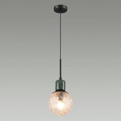 5026/1 MODERN ODL23 389 черный матовый/темно-зеленый/прозрачный металл/мрамор/стекло Подвес E14 1*40W GREENI