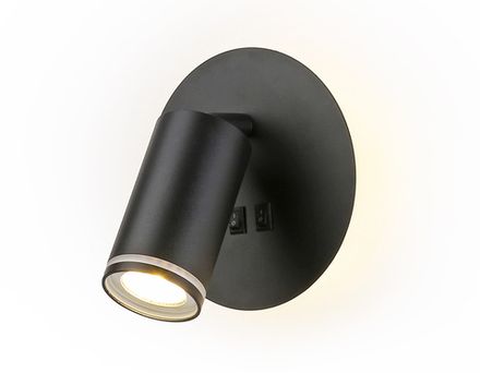 Светильник светодиодный настенный с выключателем FW2463 BK черный LED 4200K 7W D145*150