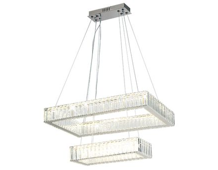 Подвесная светодиодная люстра с хрусталем TR5005/2 CH/CL хром/прозрачный 90W 3000K/4200K/6400K 600*400*950 (Без ПДУ)