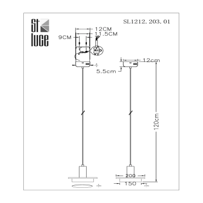 SL1212.203.01 Подвес ST-Luce Латунь/Ланунь, Белый LED 1*12W 3000K