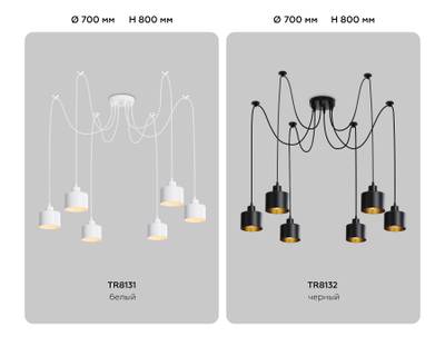 Подвесной светильник в стиле лофт TR8131/6 WH белый E27*6 max 40W D700*800