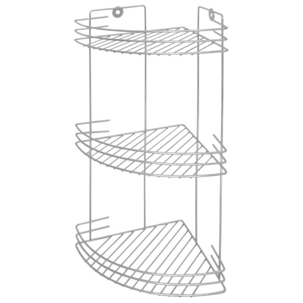 Полка угловая трехъярусная CHR-372, размер:19*19*40см (хром.металл, крепление: шуруп)