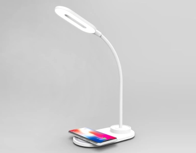 Светодиодная настольная лампа с беспроводной зарядкой DE588 WH белый LED 3000-6400K 3W
