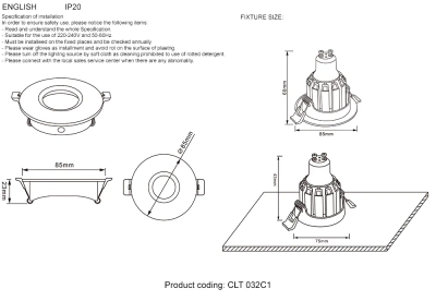 Светильник встроенный Crystal Lux CLT 032C1 WH 1400/175