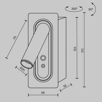 Настенный светильник (бра) Axiom 3000К 3Вт MOD495WL-L3B3K. TM Maytoni