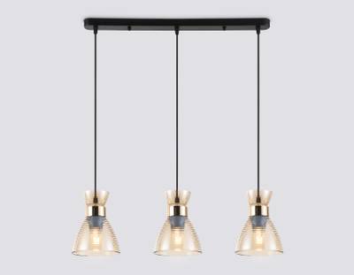 Светильник подвесной TR3404/3 BK/FGD/TI черный/золото/янтарь E27/3 max 60W 550*135*1000