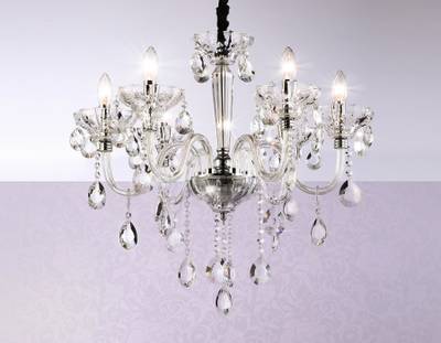 Подвесная люстра с хрусталем TR4900/6 CH/CL хром/прозрачный E14/6 max 40W D663*598