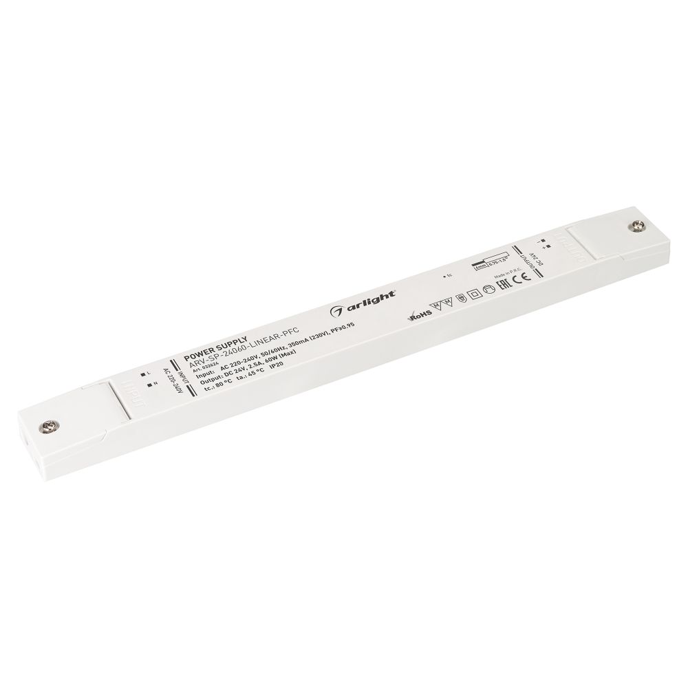 Блок питания ARV-SP-24060-LINEAR-PFC (24V, 2.5A, 60W) (Arlight, IP20 Пластик, 5 лет) Блок питания ARV-SP-24060-LINEAR-PFC (24V, 2.5A, 60W) (Arlight, IP20 Пластик, 5 лет)