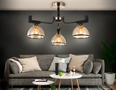 Подвесная люстра TR9098/3 BK/GD/TI черный/золото/янтарь E27*3 max 40W D600*316