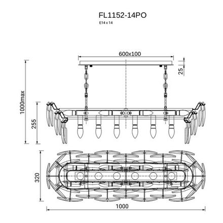 Люстра подвесная Infinita FL1152-14PO, E14х14