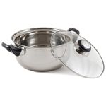 Кастрюля из нерж стали с крышкой (стекло) BAK-03, 2,8 л, ручки - бакелит, без ТМ