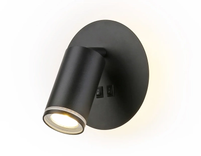 Светильник светодиодный настенный с выключателем FW2463 BK черный LED 4200K 7W D145*150