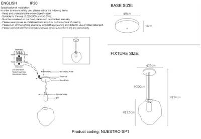 Светильник подвесной Crystal Lux NUESTRO SP1 CHROME/SMOKE 3425/201