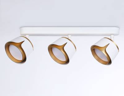 Настенно-потолочный  поворотный спот со сменной лампой  TN71235/3 WH/GD белый/золото GX53/3 380*100*147