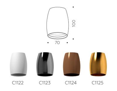 Корпус светильника накладной для насадок D60/70mm C1123 DCH черный хром D70*60*H100mm MR16 GU5.3