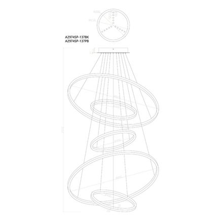 Подвесная люстра Arte Lamp ARKANE A2974SP-137PB, 1хLED