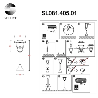 SL081.405.01 Светильник уличный наземный ST-Luce Черный/Черный, Прозрачный E27 1*40W