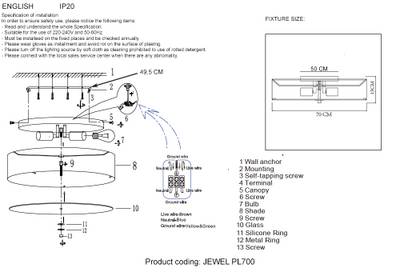 Светильник потолочный Crystal Lux JEWEL PL700 WH 2110/108