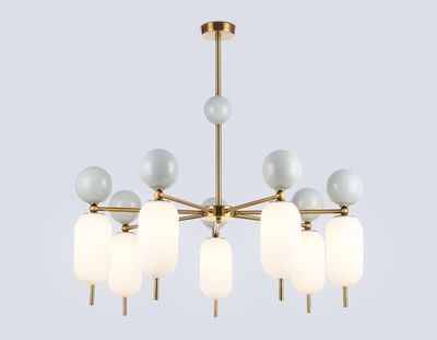 Светильник на штанге LH53106/7 BS/GR/FR латунь/серый/белый матовый G9*7 max 28W D800*800