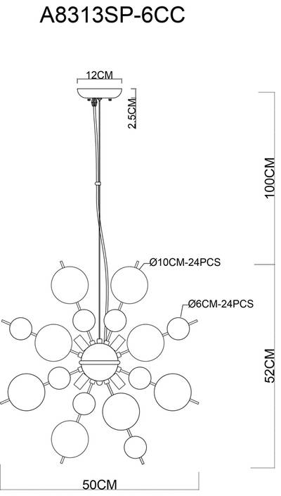 Подвесная люстра Arte Lamp MOLECULE A8313SP-6CC, 6хG9