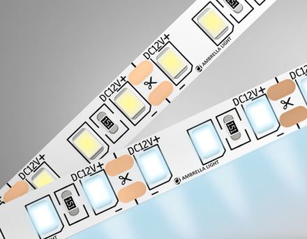 Светодиодная лента GS1103 2835 120Led/ 9.6W m/ 12V IP20 6500K/ 5000*8*1.2mm/ кратность резки 25mm (2 конт.)