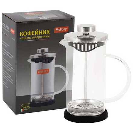 Чайник/кофейник (кофе-пресс) NERO 350 мл из боросиликатного стекла, цвет - черный