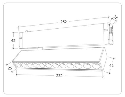 Светильник светодиодный диммируемый для шинопровода Magnetic 220V GL1341 WH белый IP20 12W 3000K-6400K 24° 232*25*112 (Без ПДУ)