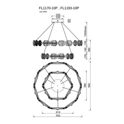 Люстра подвесная Pianta Silver FL1193-10P, LED