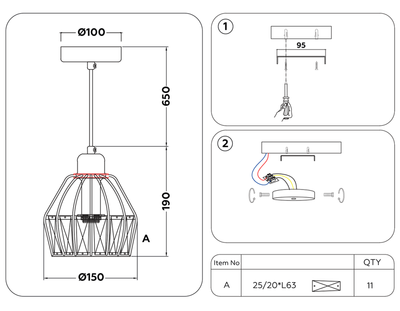 Подвесной светильник с хрусталем TR5875 DCF/SB темный кофе/бронза E14 max 40W D150*650