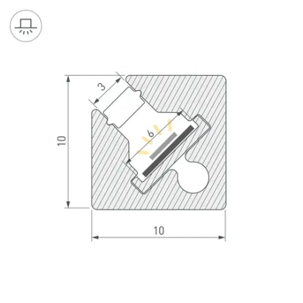 Профиль с экраном SL-KANT-H10-SQUARE-2000 IRON GREY (Arlight, Алюминий+пластик)