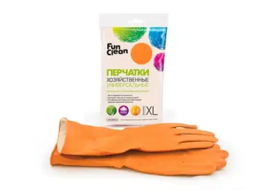 Перчатки хозяйственные Fun Clean универсальные оранжевые, XL